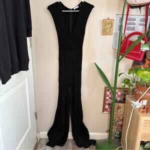 ALC Holden Plunge Neck Ribbed Knit Jumpsuit S